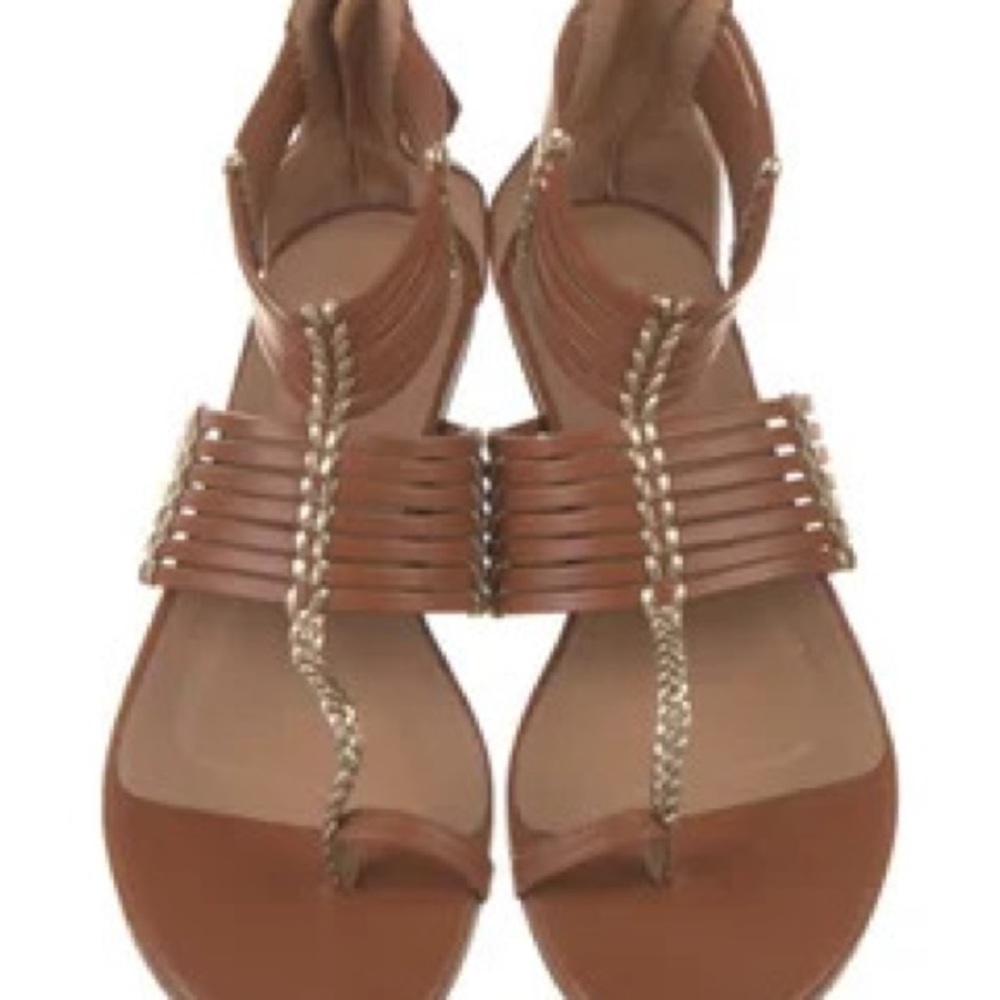 Aquazurra Leather Braided Accents Gladiator Sandals